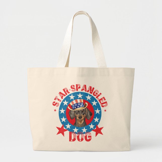 Patriotic Dachshund Large Tote Bag (Front)