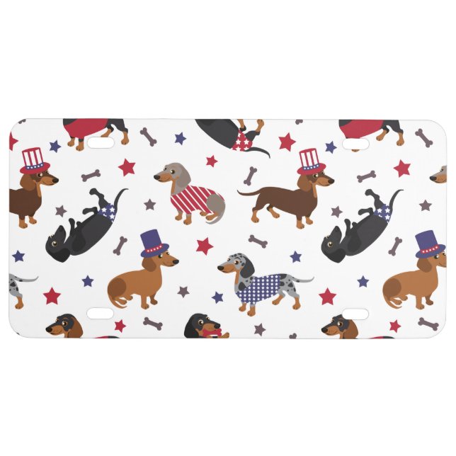 Patriotic Dachshund License Plate (Front)