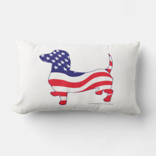 Patriotic Dachshund Lumbar Pillow