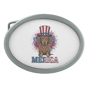 Patriotic Dachshund Merica Vintage Dog Shirt_1 Belt Buckle