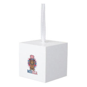 Patriotic Dachshund Merica Vintage Dog Shirt_1 Cube Ornament