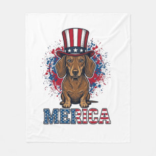 Patriotic Dachshund Merica Vintage Dog Shirt_1 Fleece Blanket