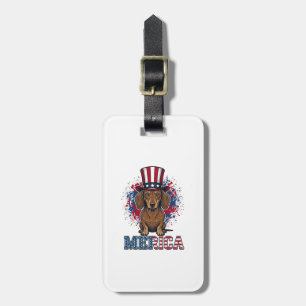 Patriotic Dachshund Merica Vintage Dog Shirt_1 Luggage Tag