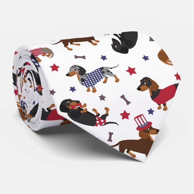 Patriotic Dachshund Neck Tie (Rolled)