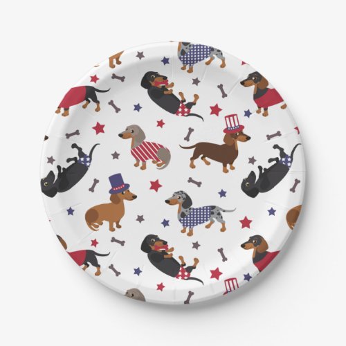 Patriotic Dachshund Paper Plates