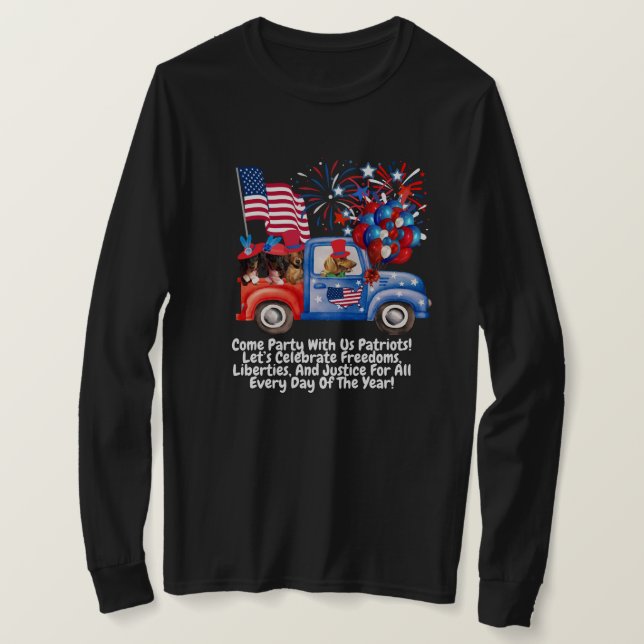 Patriotic Dachshund Parade Long Sleeve T-Shirt (Design Front)