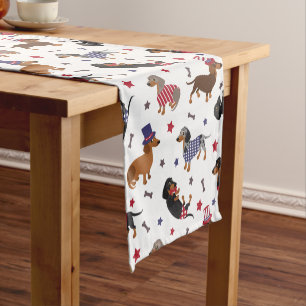 Patriotic Dachshund Short Table Runner