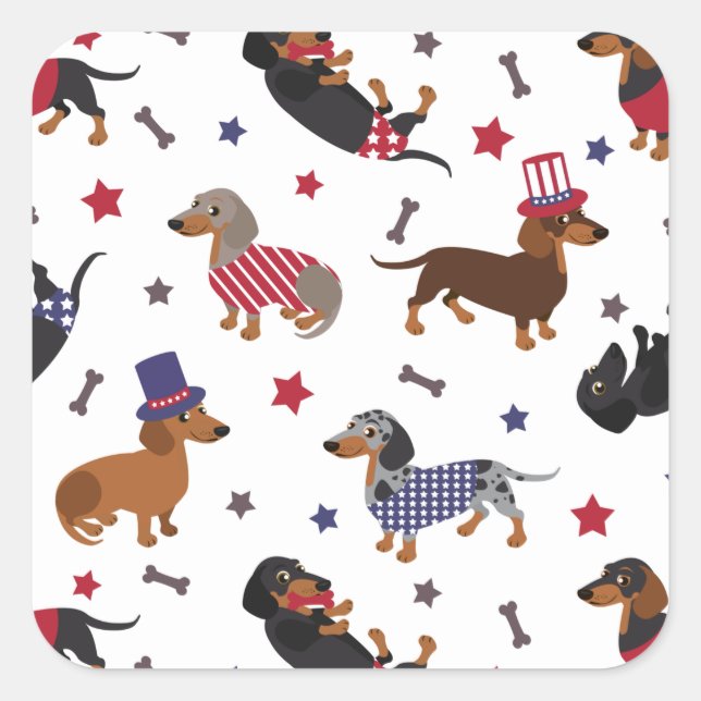 Patriotic Dachshund Square Sticker (Front)