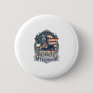 Patriotic Dachshund Vector Graphic Tee_1 Button