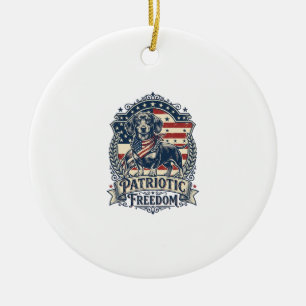 Patriotic Dachshund Vector Graphic Tee_1 Ceramic Ornament