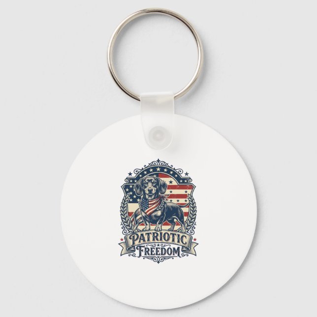 Patriotic Dachshund Vector Graphic Tee_1 Keychain (Front)