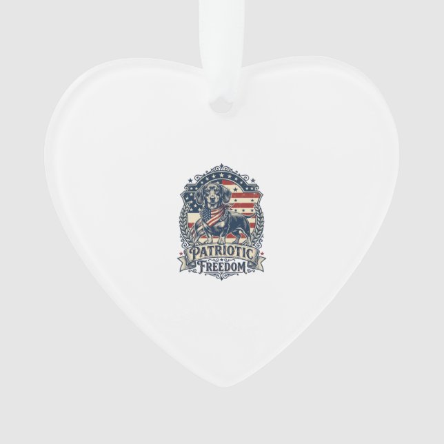 Patriotic Dachshund Vector Graphic Tee_1 Ornament (Front)