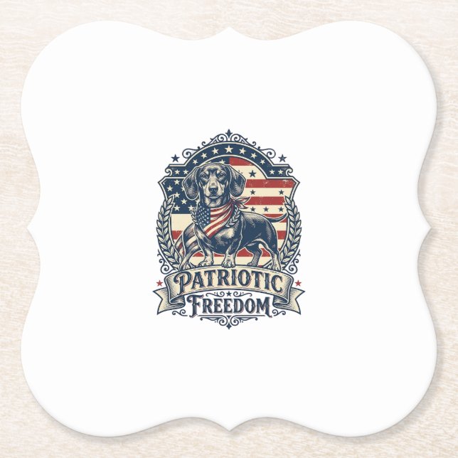 Patriotic Dachshund Vector Graphic Tee_1 Paper Coaster (Front)