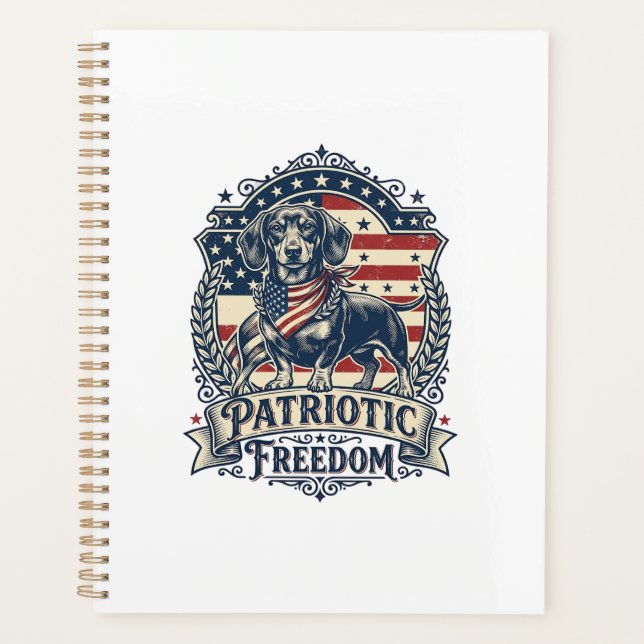 Patriotic Dachshund Vector Graphic Tee_1 Planner (Front)