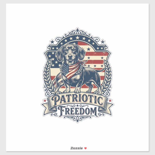 Patriotic Dachshund Vector Graphic Tee_1 Sticker (Sheet)