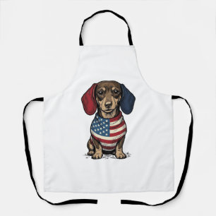 Patriotic Dachshund Vintage Engraving Vector Desig Apron
