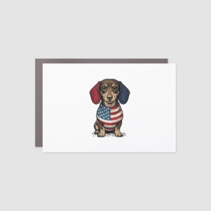 Patriotic Dachshund Vintage Engraving Vector Desig Car Magnet