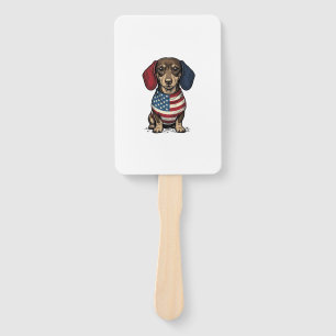 Patriotic Dachshund Vintage Engraving Vector Desig Hand Fan