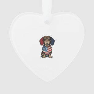 Patriotic Dachshund Vintage Engraving Vector Desig Ornament