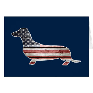 Patriotic Dachshund with American Flag Cards