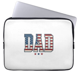 Patriotic Dad American Flag Vintage Vector Design_ Laptop Sleeve
