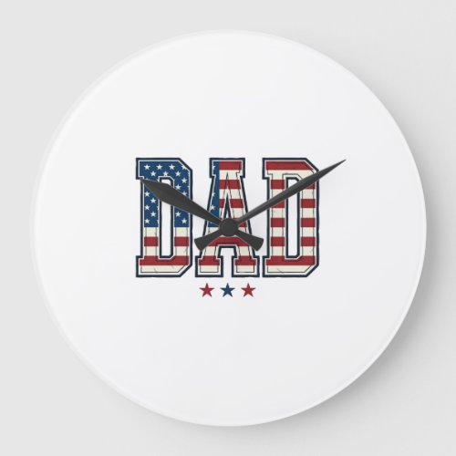 Patriotic Dad American Flag Vintage Vector Design_ Large Clock