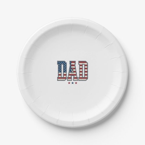 Patriotic Dad American Flag Vintage Vector Design_ Paper Plates