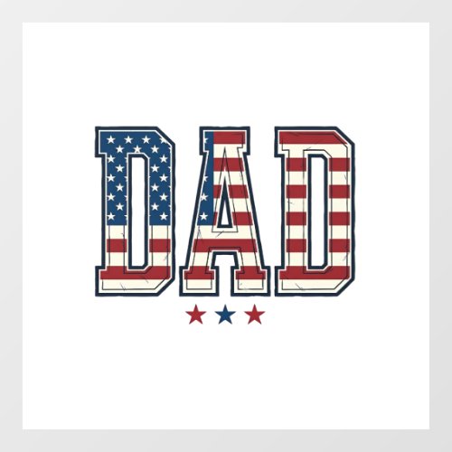 Patriotic Dad American Flag Vintage Vector Design_ Window Cling