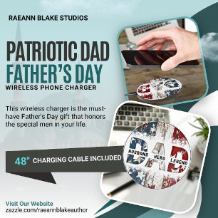 Patriotic Dad Father's Day Wireless Charger