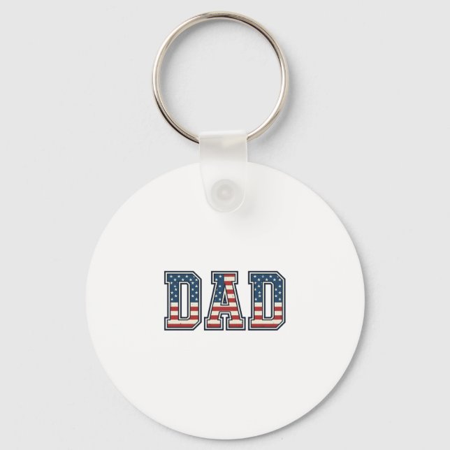 Patriotic Dad Flag Lettering Vector Design_1 Keychain (Front)