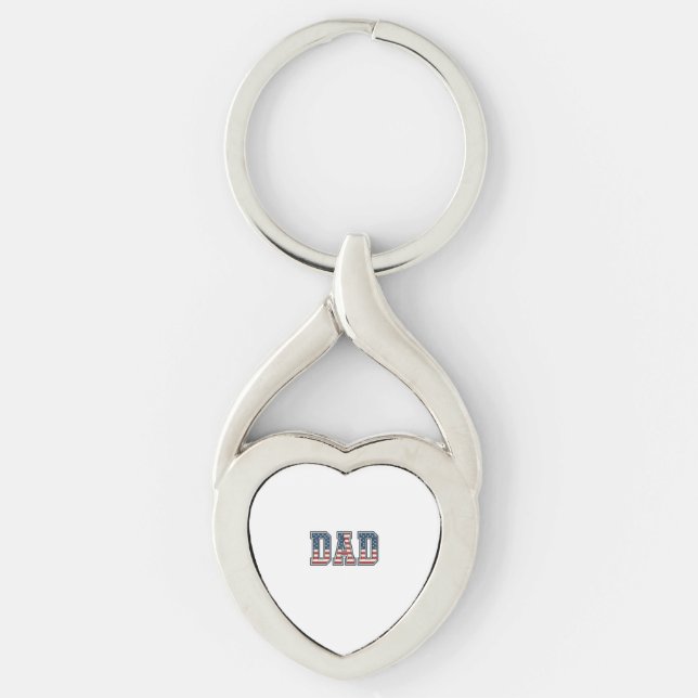 Patriotic Dad Flag Lettering Vector Design_1 Keychain (Front)