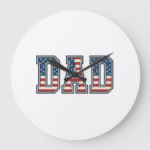 Patriotic Dad Flag Lettering Vector Design_1 Large Clock