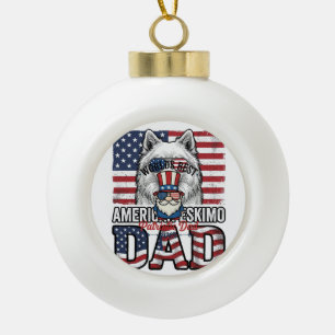 Patriotic Dad Gnome Vintage Vector Shirt Design_1 Ceramic Ball Christmas Ornament