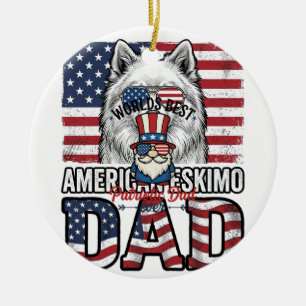 Patriotic Dad Gnome Vintage Vector Shirt Design_1 Ceramic Ornament