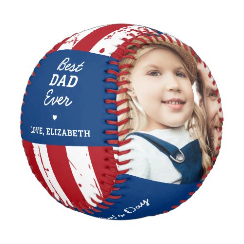 Patriotic DAD Happy Father's Day Custom 2 Photo Baseball - Best Dad Ever ... Surprise your Dad this Father's Day with this super cute custom 2 photo American Flag baseball. Customize this patriotic grandpa baseball with your favorite photos, and name and year. 
Great gift from the kids. Visit our collection for the best dad father's day gifts and personalized dad gifts.  COPYRIGHT © 2020 Judy Burrows, Black Dog Art - All Rights Reserved. Patriotic DAD Happy Father's Day Custom 2 Photo Baseball