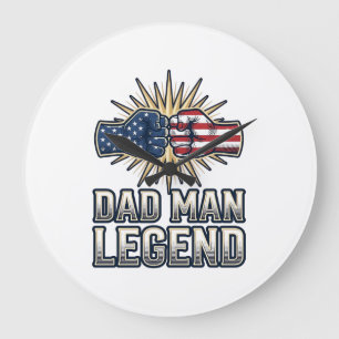 Patriotic Dad Man Legend Vintage T-Shirt Design_1 Large Clock