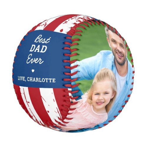 Patriotic DAD Personalized American Flag 2 Photo   Baseball - Best Dad Ever ... Surprise your Dad this Father's Day with this super cute custom 2 photo American Flag baseball. Customize this patriotic dad baseball with your favorite photos, and name. 
Great gift from the kids. Visit our collection for the best dad father's day gifts and personalized dad gifts.  COPYRIGHT © 2020 Judy Burrows, Black Dog Art - All Rights Reserved. Patriotic DAD Personalized American Flag 2 Photo Baseball