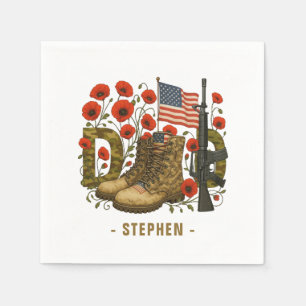 Patriotic Dad – USA Flag with Combat Boots Napkins