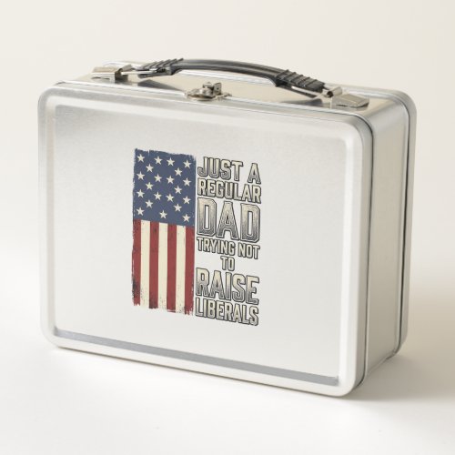 Patriotic Dad Vintage Flag Quote Shirt Design_1 Metal Lunch Box