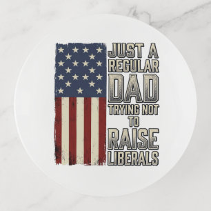 Patriotic Dad Vintage Flag Quote Shirt Design_1 Trinket Tray