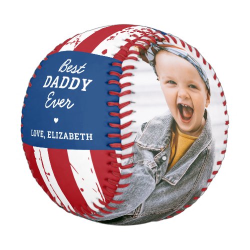 Patriotic DADDY Father's Day American Flag 2 Photo Baseball - Best Dad Ever ... Surprise your Dad this Father's Day with this super cute custom 2 photo American Flag baseball. Customize this patriotic dad baseball with your favorite photos, and name. 
Great gift from the kids. Visit our collection for the best dad father's day gifts and personalized dad gifts.  COPYRIGHT © 2020 Judy Burrows, Black Dog Art - All Rights Reserved. Patriotic Daddy Father's Day American Flag 2 Photo Baseball 