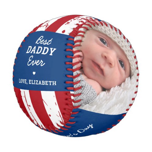 Patriotic DADDY Happy Father's Day Custom 2 Photo Baseball - Best Daddy Ever ... Surprise your Dad this Father's Day with this super cute custom 2 photo American Flag baseball. Customize this patriotic grandpa baseball with your favorite photos, and name and year. 
Great gift from the kids. Visit our collection for the best dad father's day gifts and personalized dad gifts.  COPYRIGHT © 2020 Judy Burrows, Black Dog Art - All Rights Reserved. Patriotic DADDY Happy Father's Day Custom 2 Photo Baseball