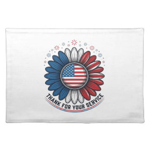 Patriotic Daisy Thank For Your Service Shirt Desig Cloth Placemat