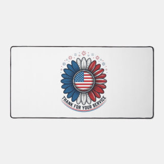 Patriotic Daisy Thank For Your Service Shirt Desig Desk Mat