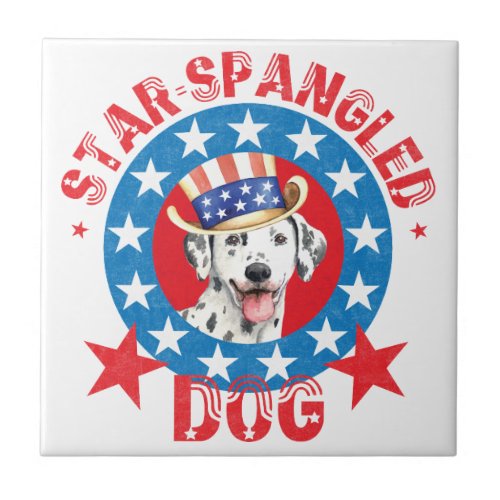 Patriotic Dalmatian Ceramic Tile