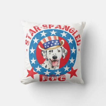 Patriotic Dalmatian Throw Pillow by DogsInk at Zazzle
