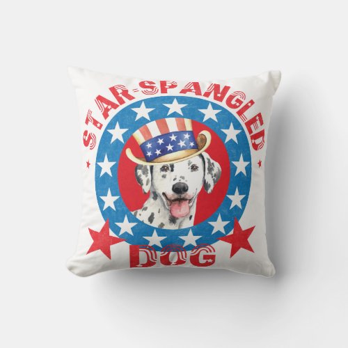 Patriotic Dalmatian Throw Pillow