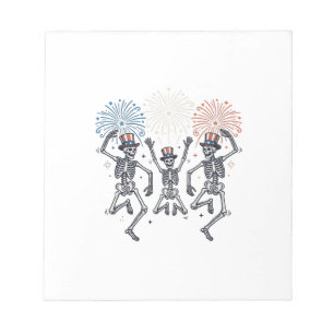 Patriotic Dancing Skeleton Fireworks Vintage Shirt Notepad