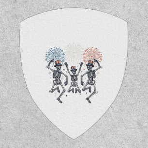 Patriotic Dancing Skeleton Fireworks Vintage Shirt Patch