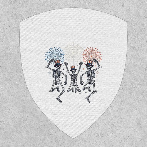 Patriotic Dancing Skeleton Fireworks Vintage Shirt Patch